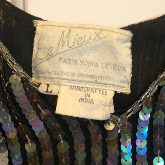 70’s vintage all sequin striped top! Hippie chic L - Picture 2 of 8